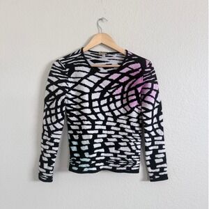 Armani‎ Collezioni Made In Italy Wool Knit Sweater Y2K Luxury Abstract Size S(8)